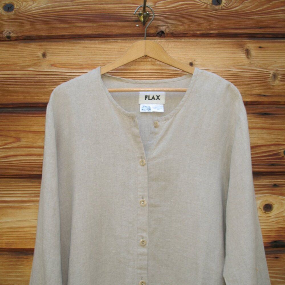 FLAX Linen Button Front Top - Picture 3 of 6